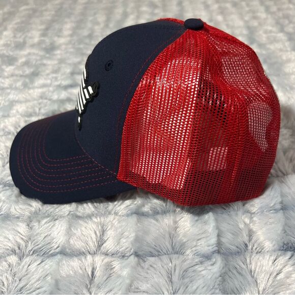 Adj Snapback Trucker Hat Mesh with black and white USA American flag patriotic - Picture 3 of 10